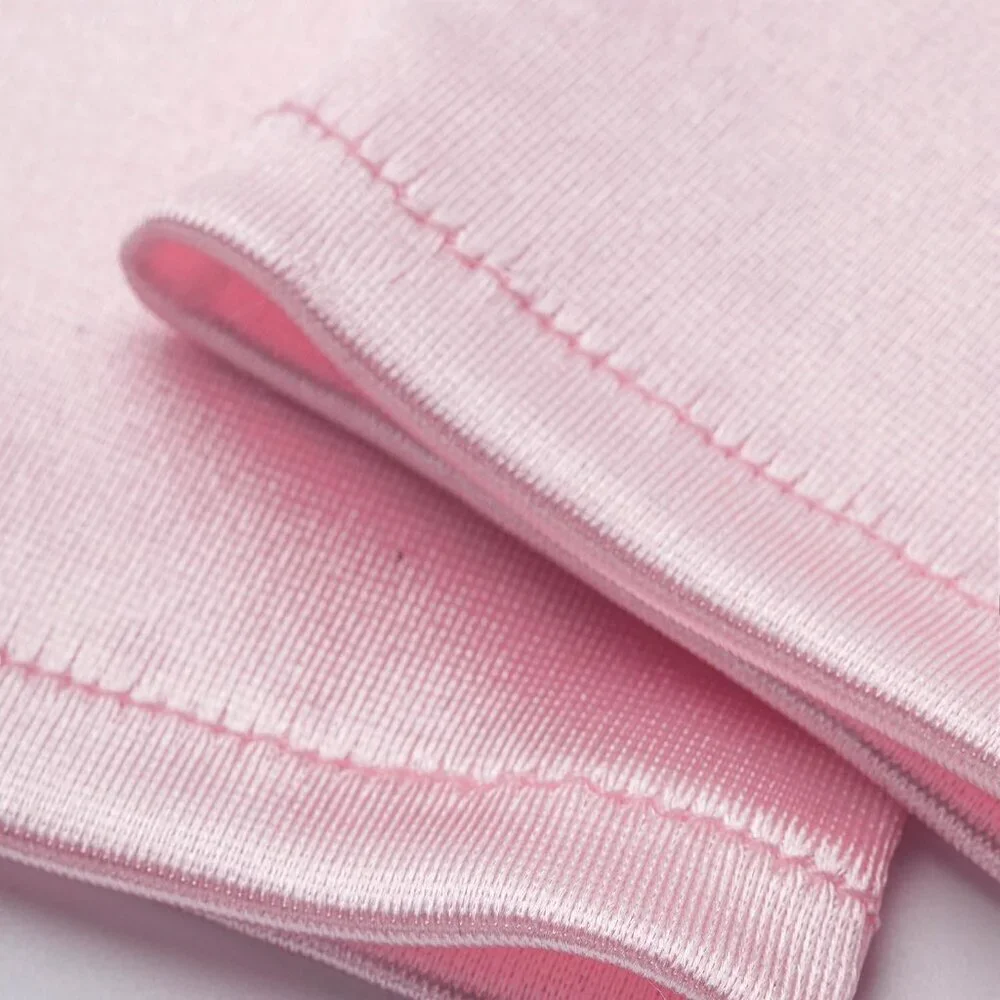 Women's Pink Vintage Satin Long Gloves Party Costume Stretchy Elbow Length